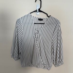 Chic Black and White Striped Blouse